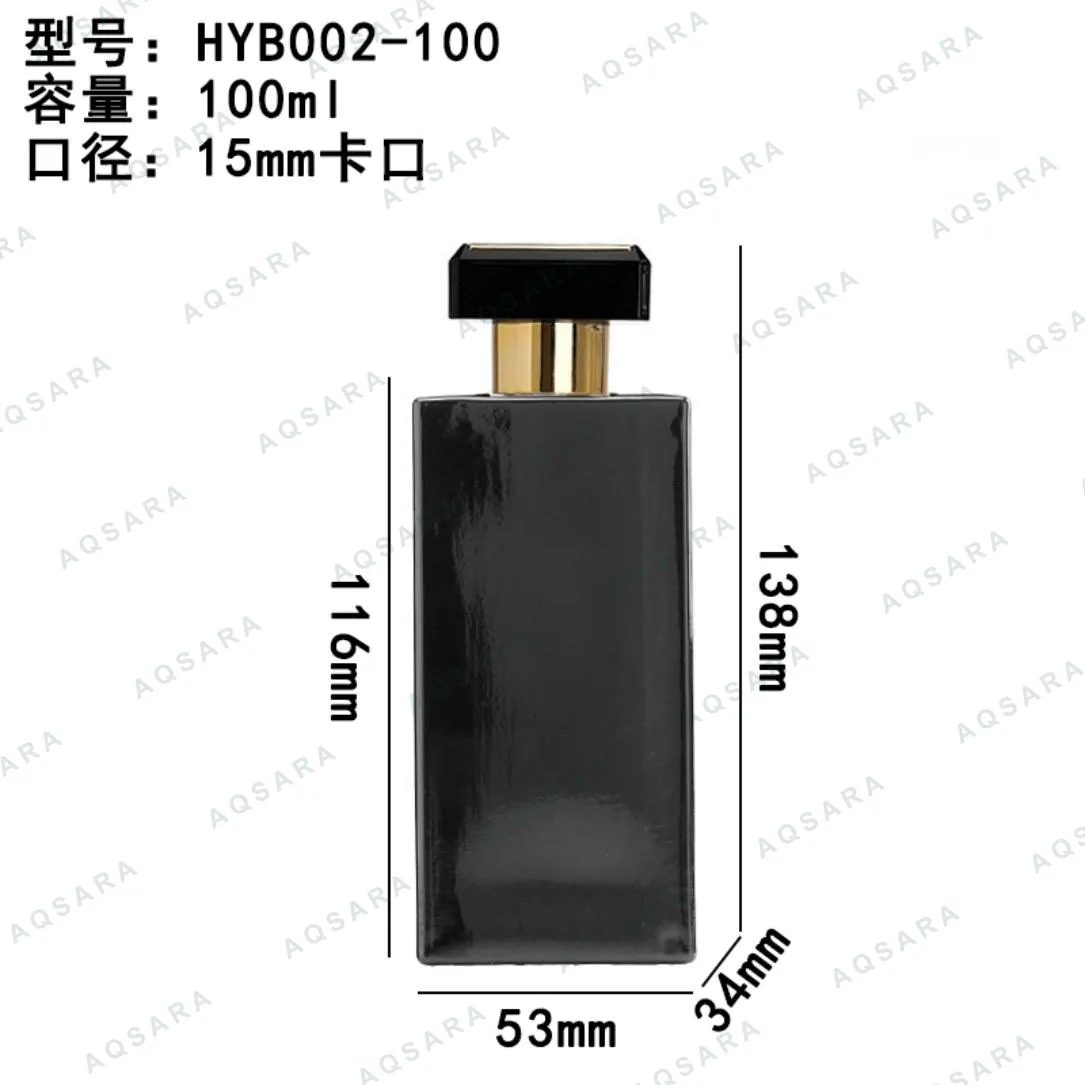 Botol Parfum kaca 100 ml leher 15 mm — HYB002-100 ( glossy black )