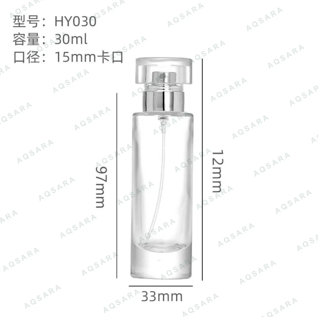 Botol Parfum kaca 30 ml leher 15 mm — HYD-030