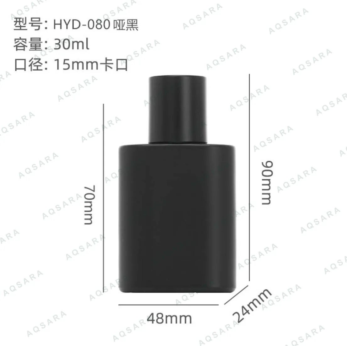 Botol Parfum kaca 30 ml leher 15 mm — HYD-080 matte black