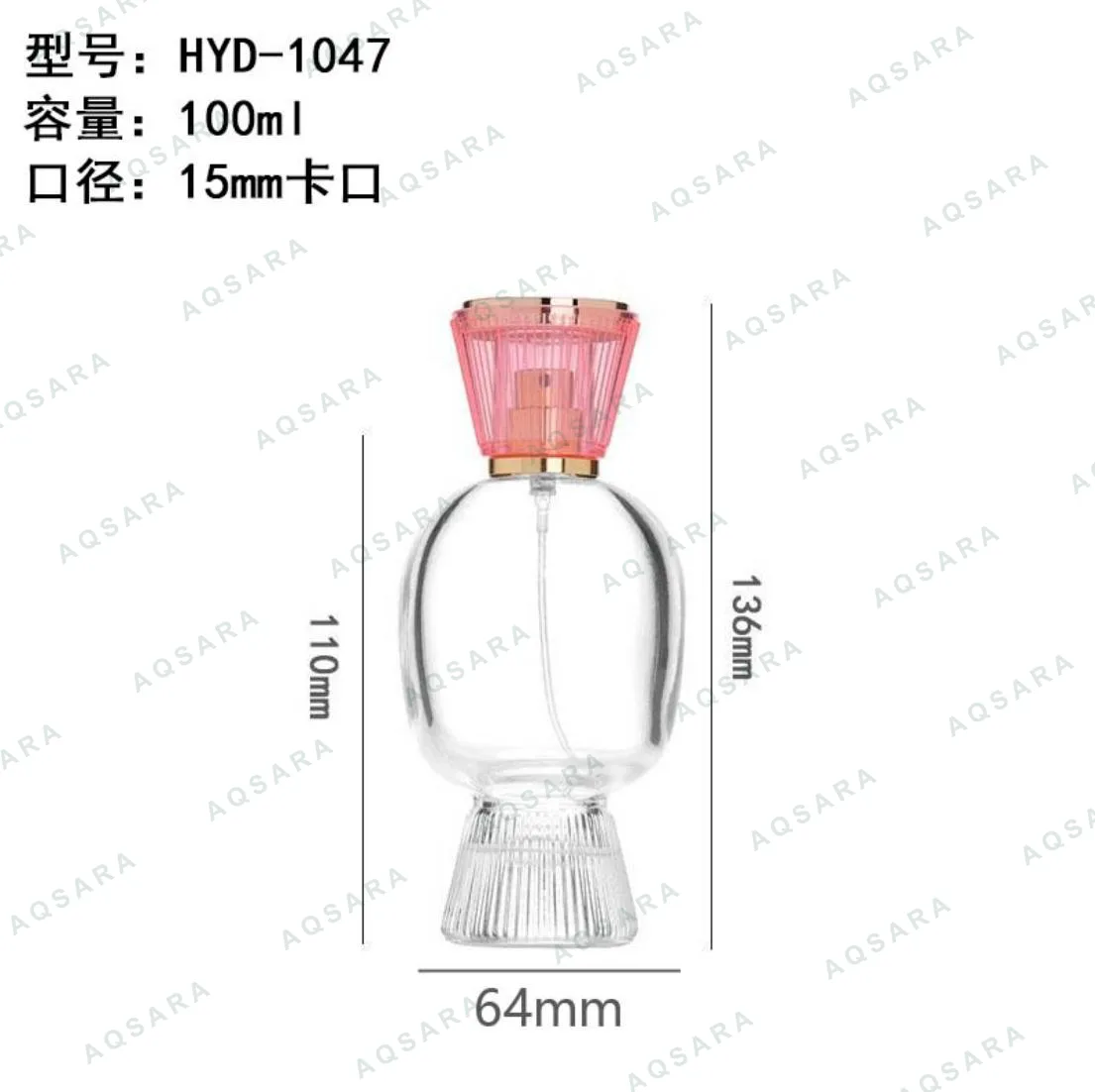Botol Parfum kaca 100 ml leher 15 mm — HYD-1047
