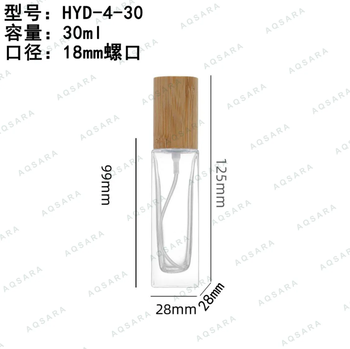 Botol Parfum kaca 30 ml leher 18 mm — HYD-4-30