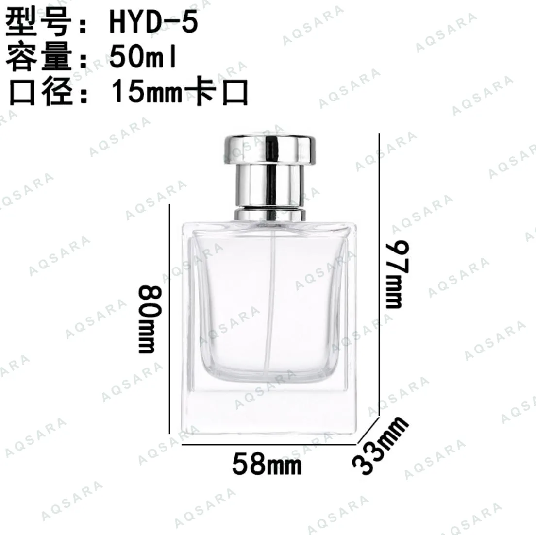 Botol Parfum kaca 50 ml leher 15 mm — HYD-5