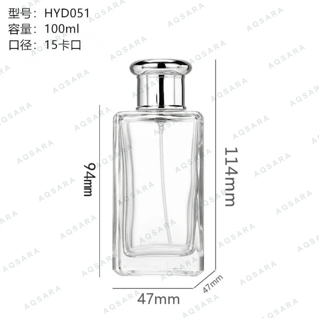 Botol Parfum kaca 100 ml leher 15 mm — HYD051