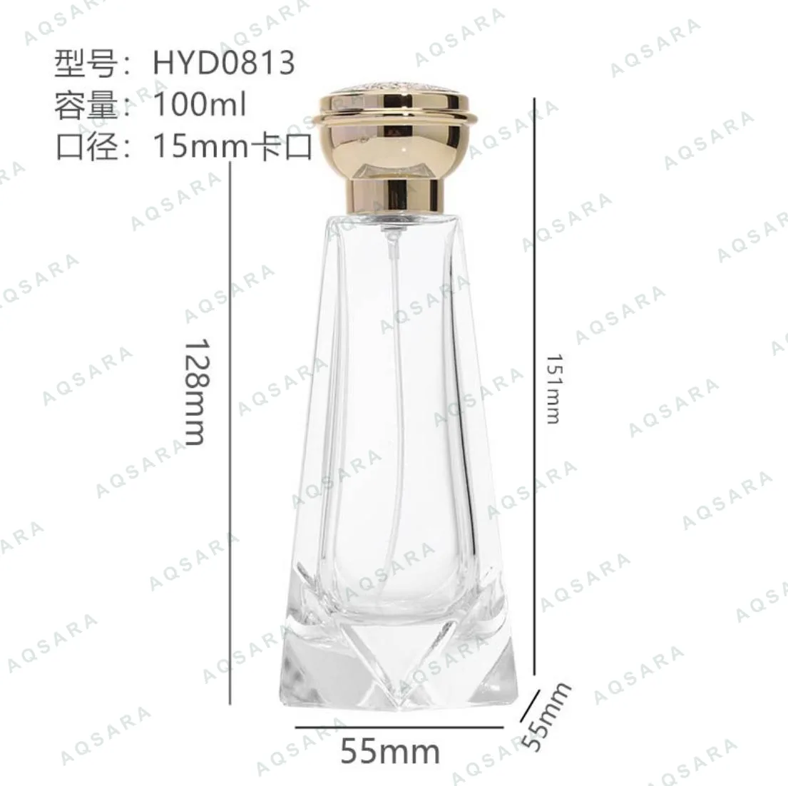 Botol Parfum kaca 100 ml leher 15 mm — HYD0813