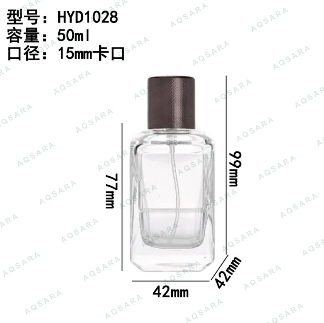 Botol Parfum kaca 50 ml leher 15 mm — HYD1028