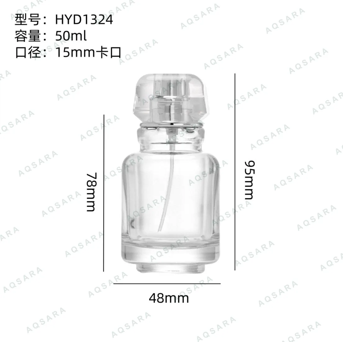 Botol Parfum kaca 50 ml leher 15 mm — HYD1324
