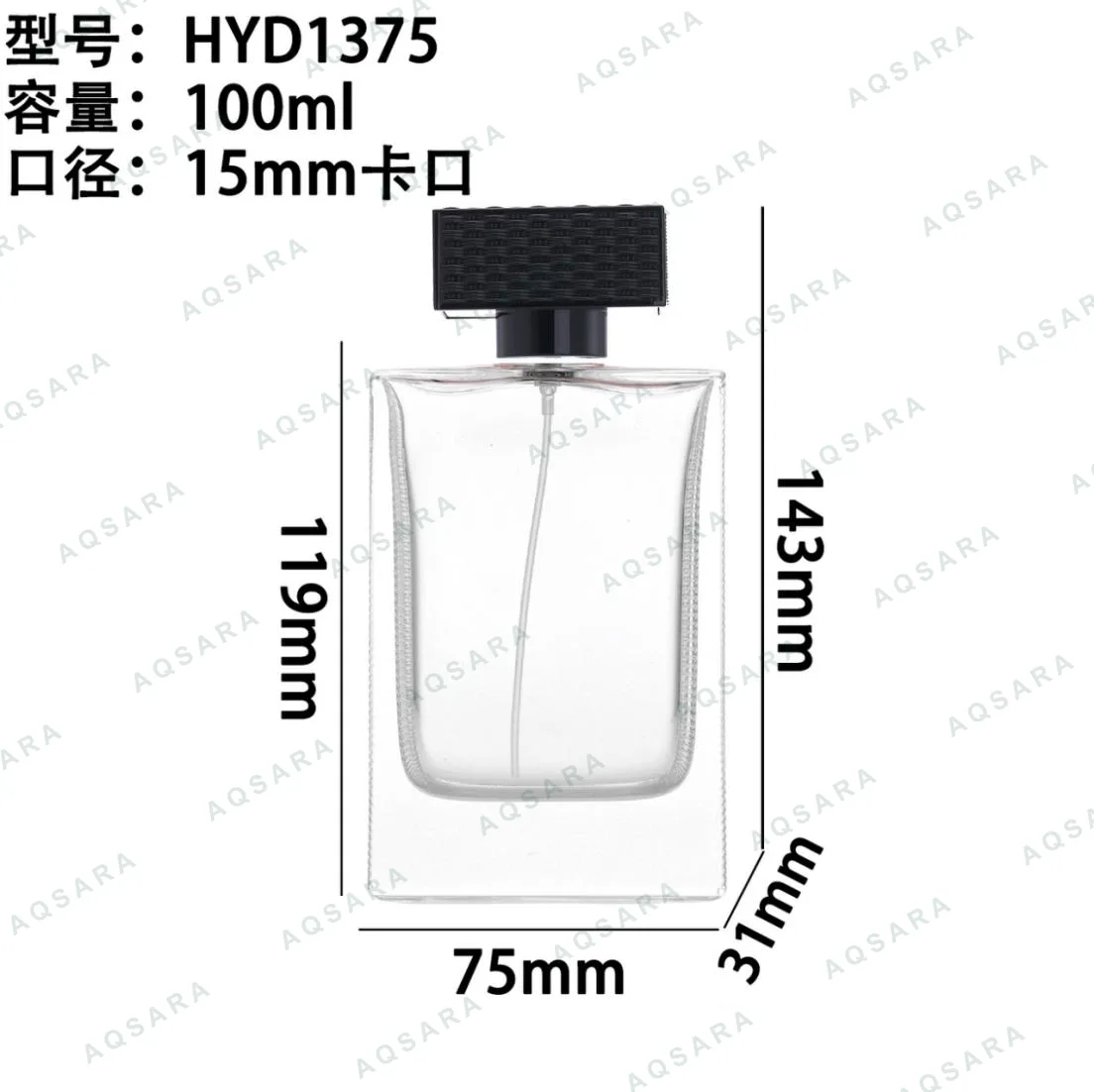 Botol Parfum kaca 100 ml leher 15 mm — HYD1375