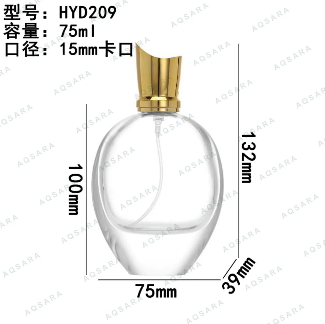 Botol Parfum kaca 75 ml leher 15 mm — HYD209