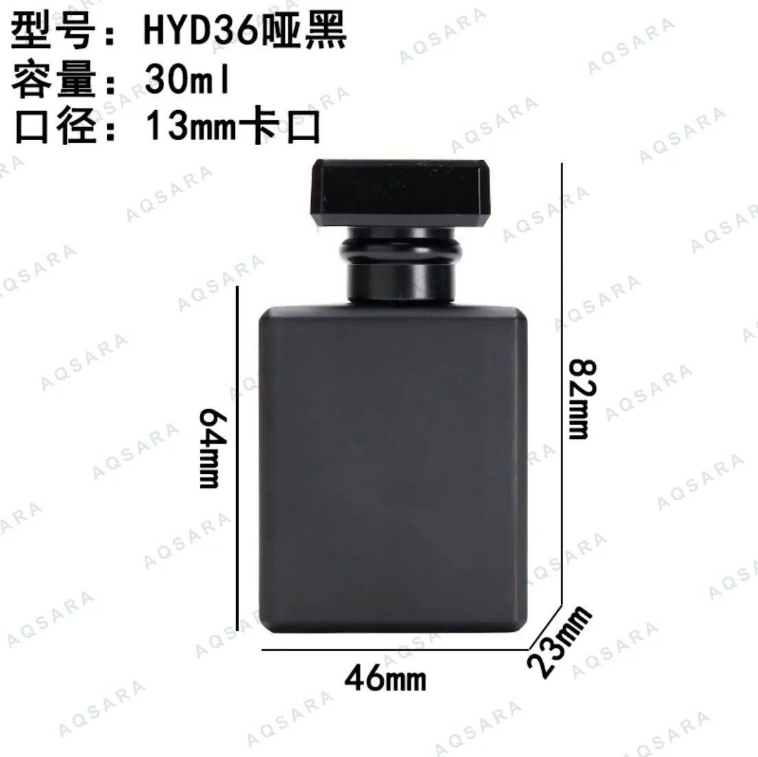 Botol Parfum kaca 30 ml leher 13 mm — HYD36( matte black )