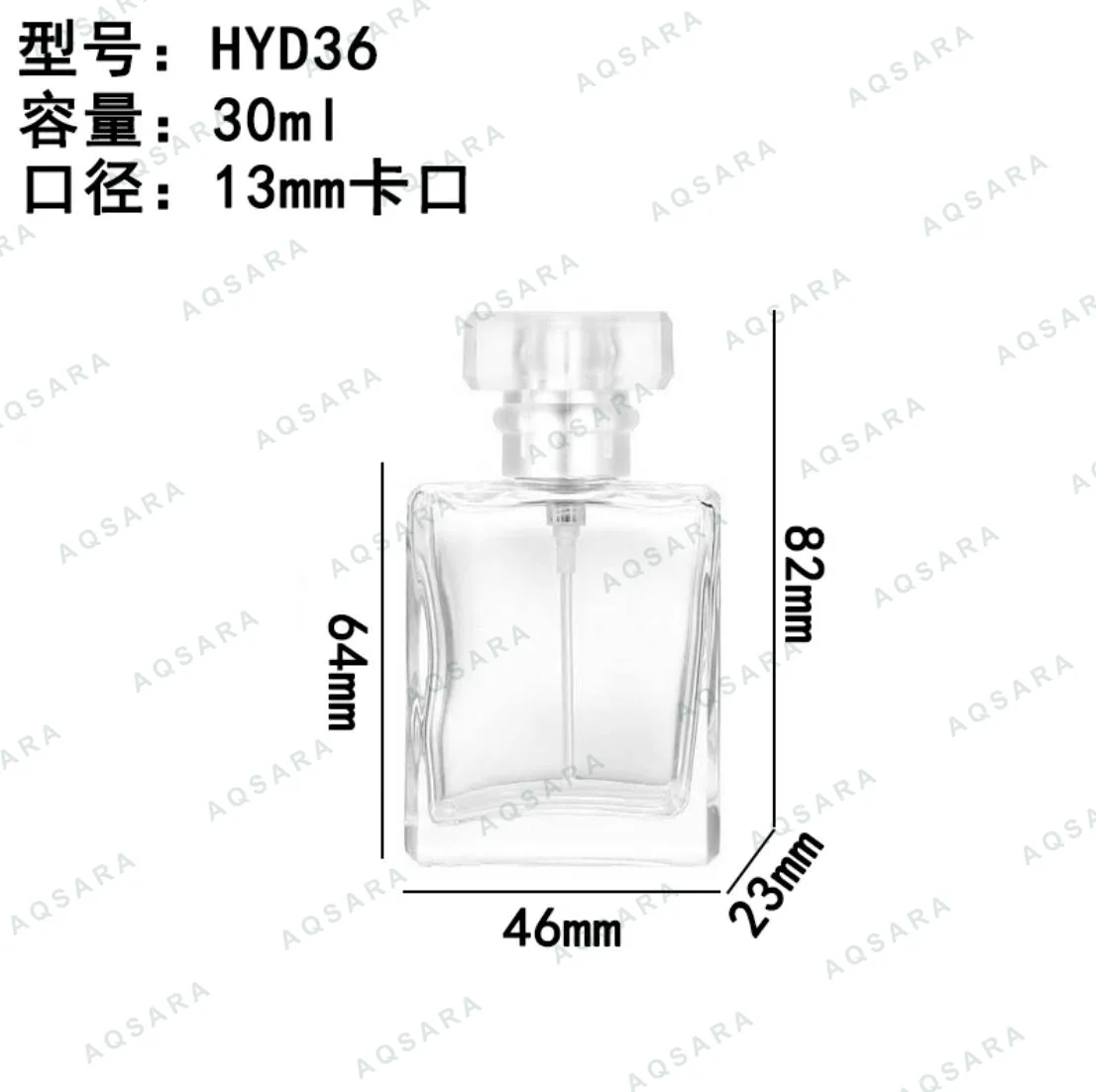 Botol Parfum kaca 30 ml leher 13 mm — HYD36