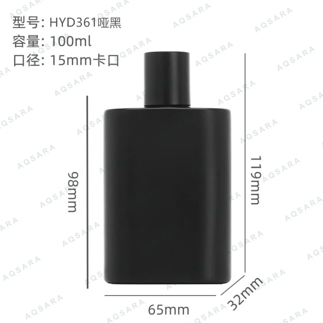 Botol Parfum kaca 100 ml leher 15 mm — HYD361 matte black