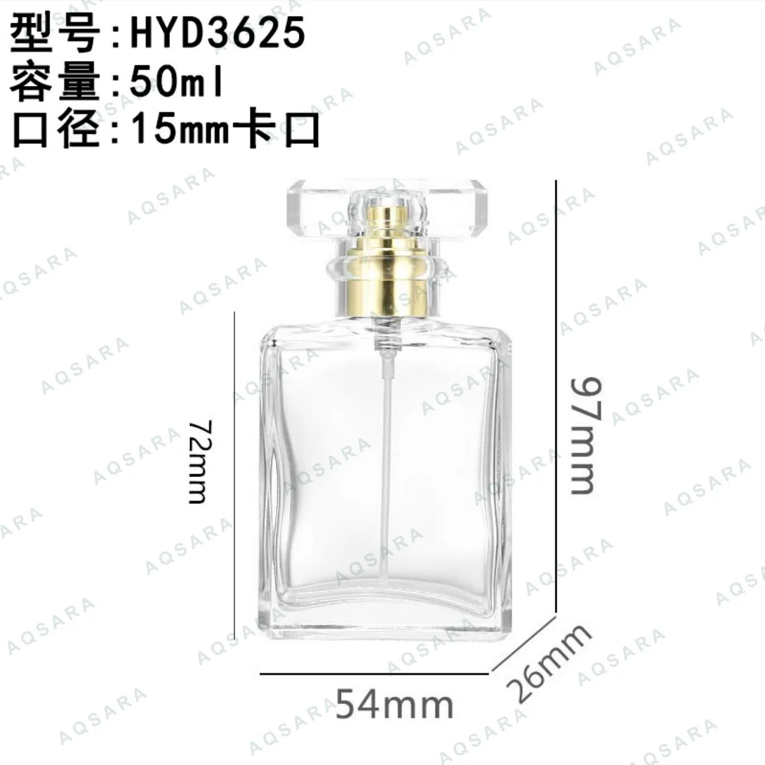 Botol Parfum kaca leher 15 mm — HYD3625