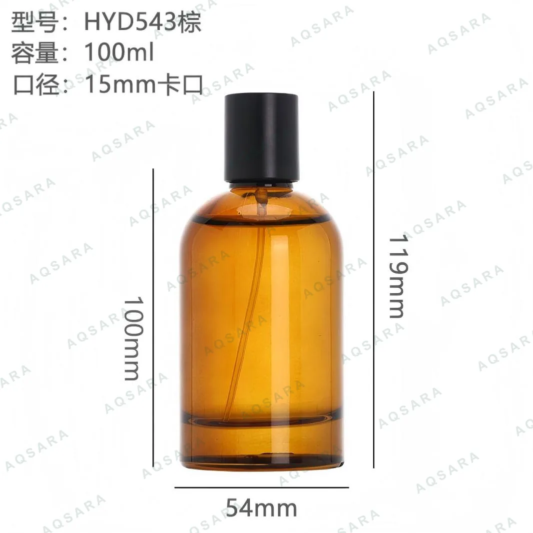 Botol Parfum kaca 100 ml leher 15 mm — HYD543 brown