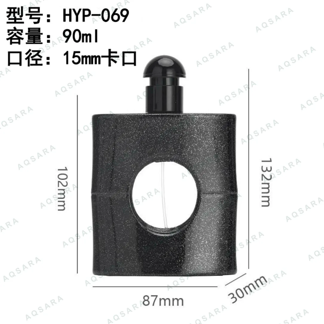Botol Parfum kaca 90 ml leher 15 mm — HYP-069 black