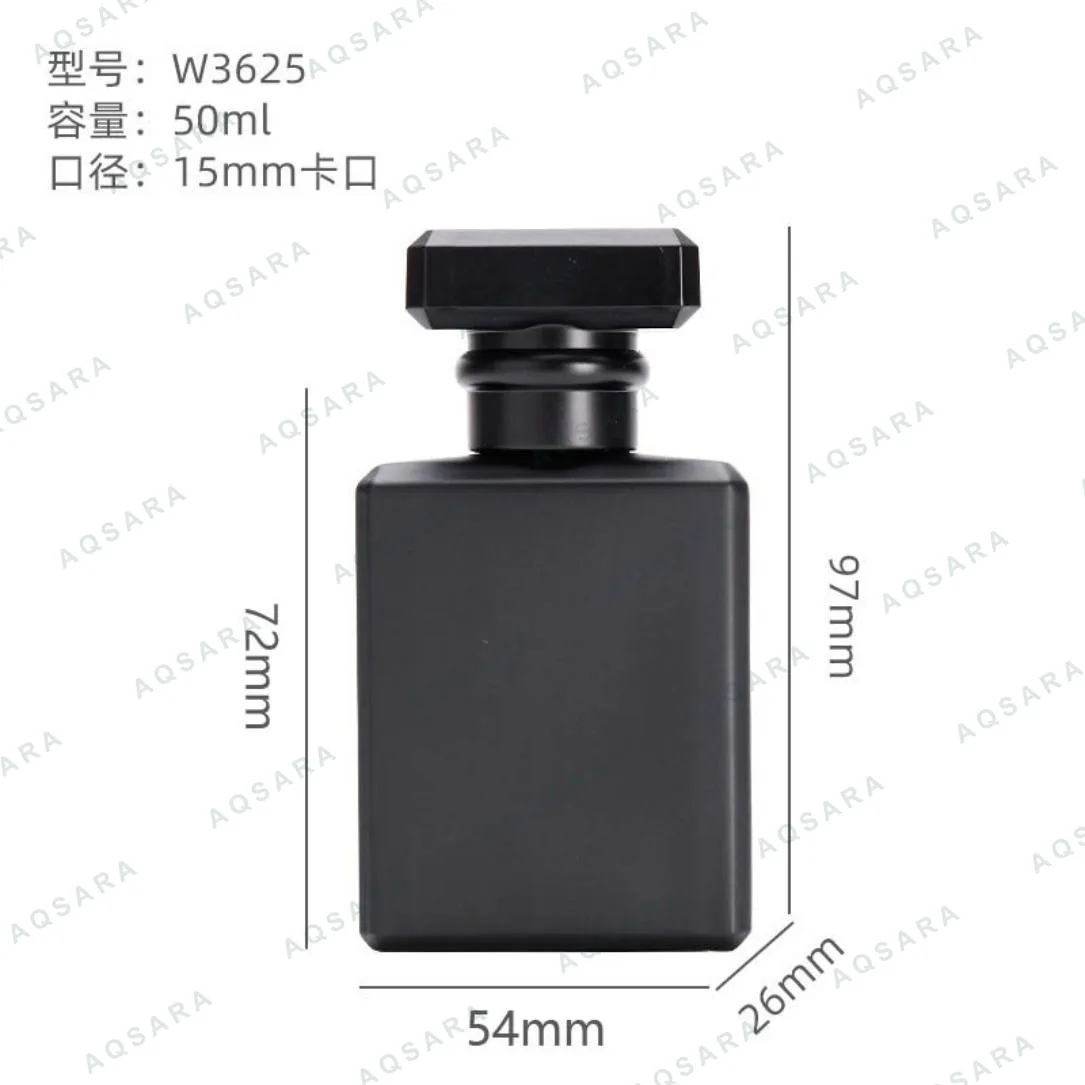Botol Parfum kaca 50 ml leher 15 mm — W3625( matte black )