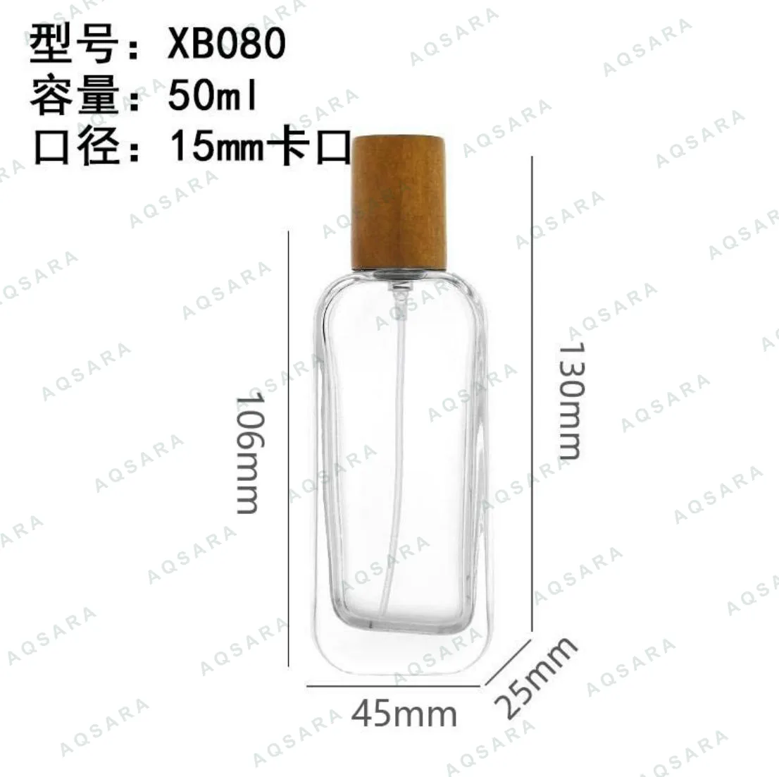 Botol Parfum kaca 50 ml leher 15 mm — XB080