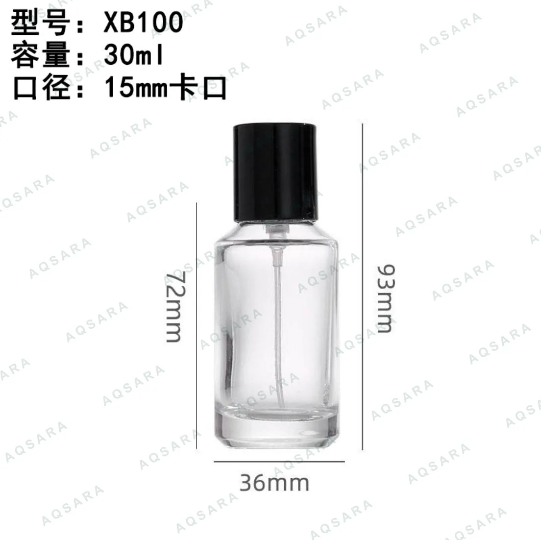 Botol Parfum kaca 30 ml leher 15 mm — XB100