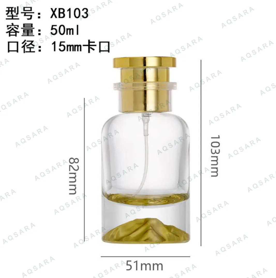 Botol Parfum kaca 50 ml leher 15 mm — XB103( gold )