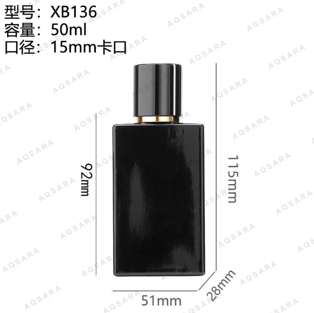 Botol Parfum kaca 50 ml leher 15 mm — XB136( glossy black )