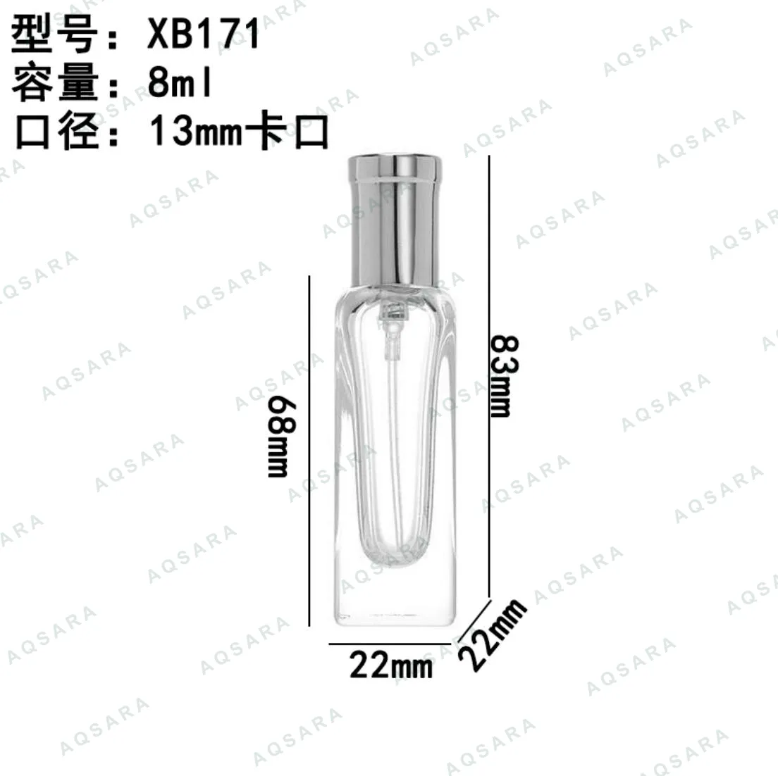 Botol Parfum kaca 8 ml leher 13 mm — XB171