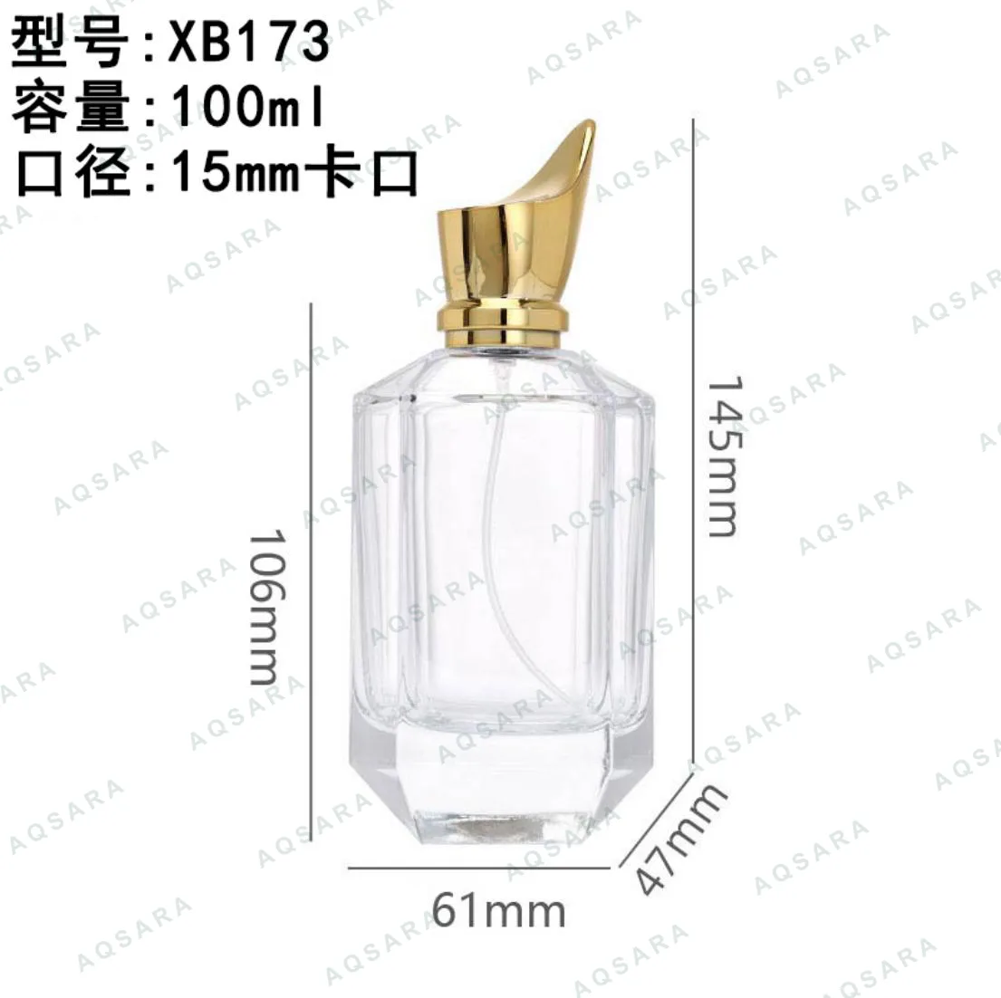 Botol Parfum kaca 100 ml leher 15 mm — XB173