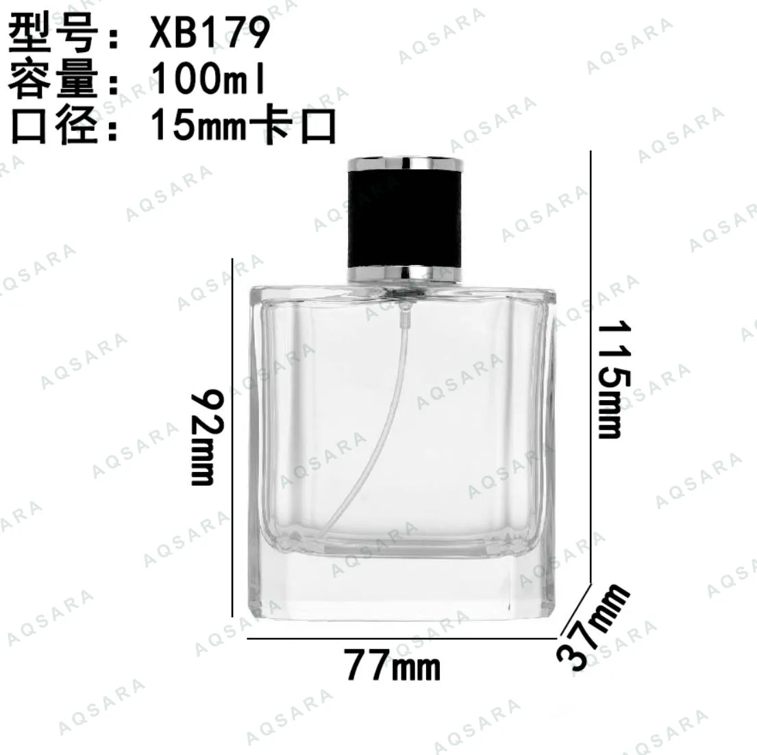 Botol Parfum kaca 100 ml leher 15 mm — XB179