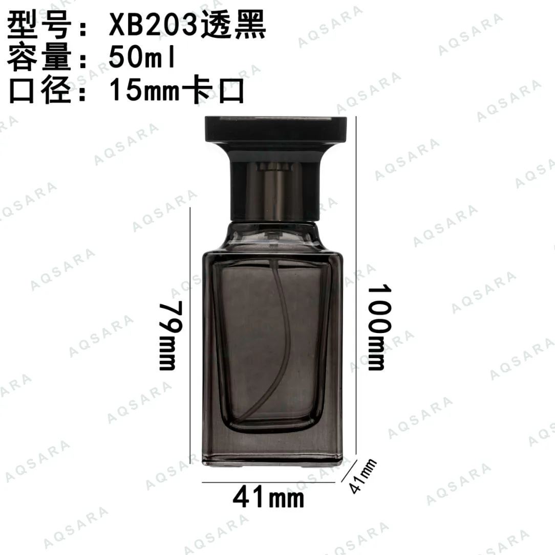 Botol Parfum kaca 50 ml leher 15 mm — XB203 clear black