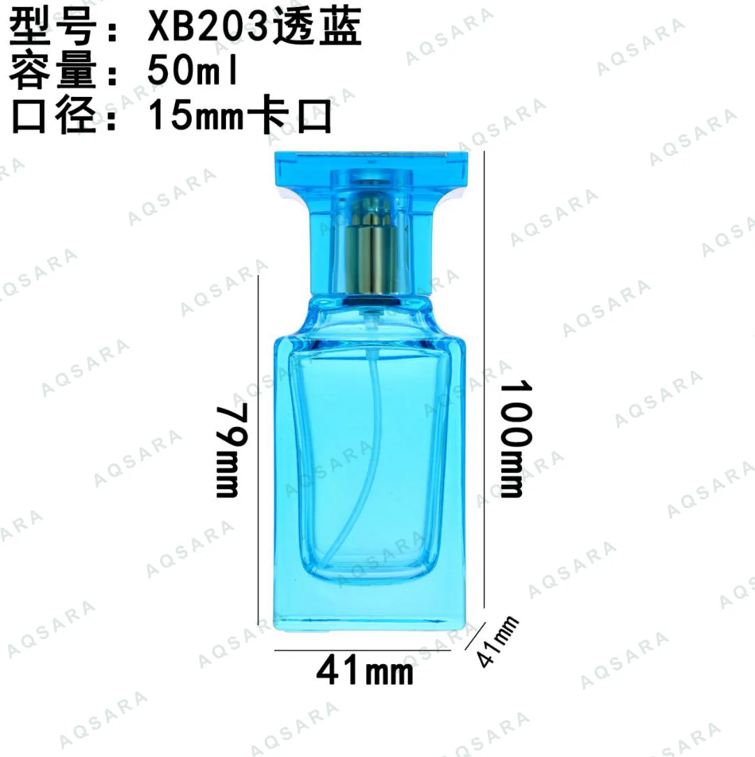 Botol Parfum kaca 50 ml leher 15 mm — XB203 clear blue