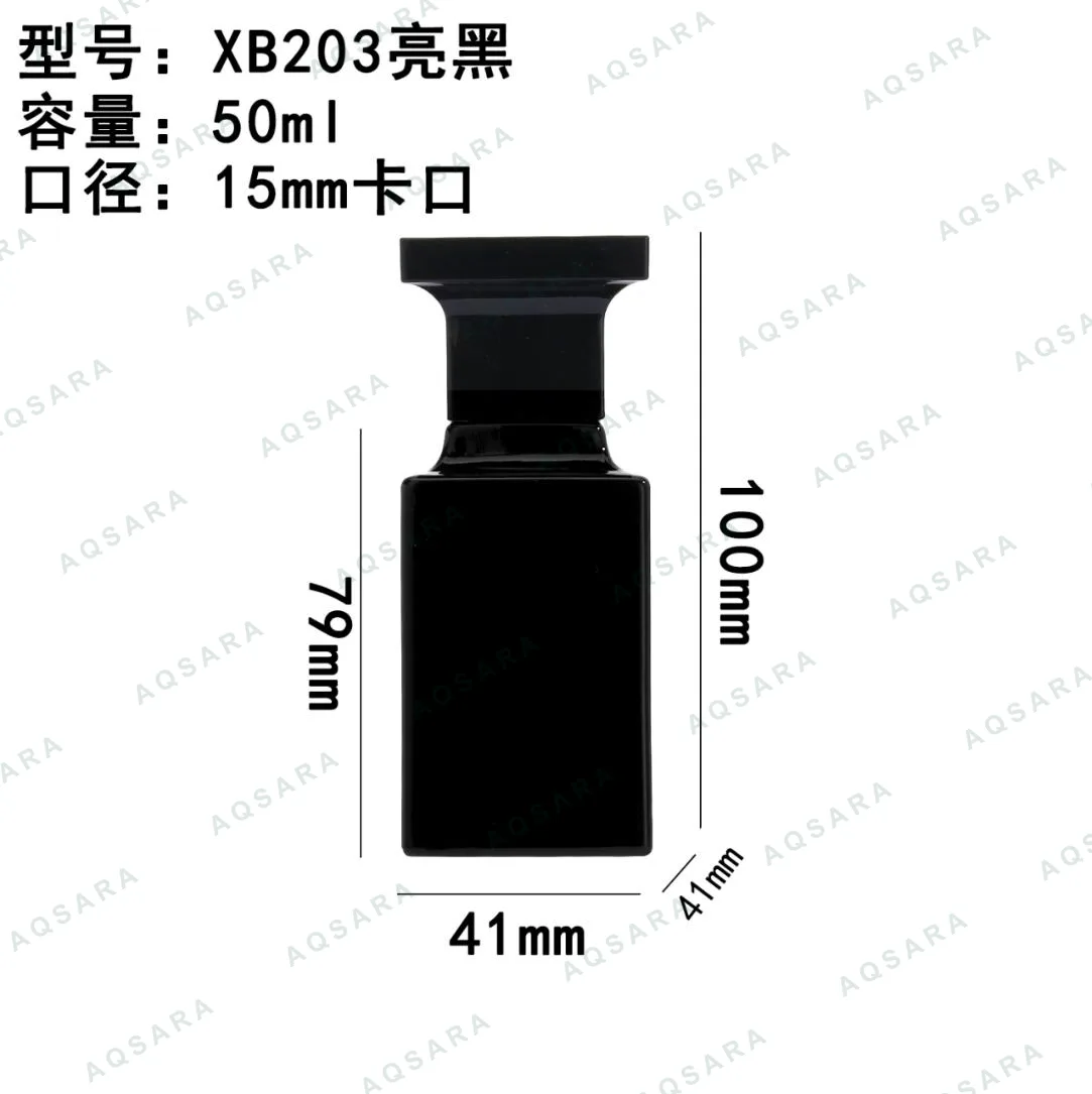 Botol Parfum kaca 50 ml leher 15 mm — XB203 glossy black