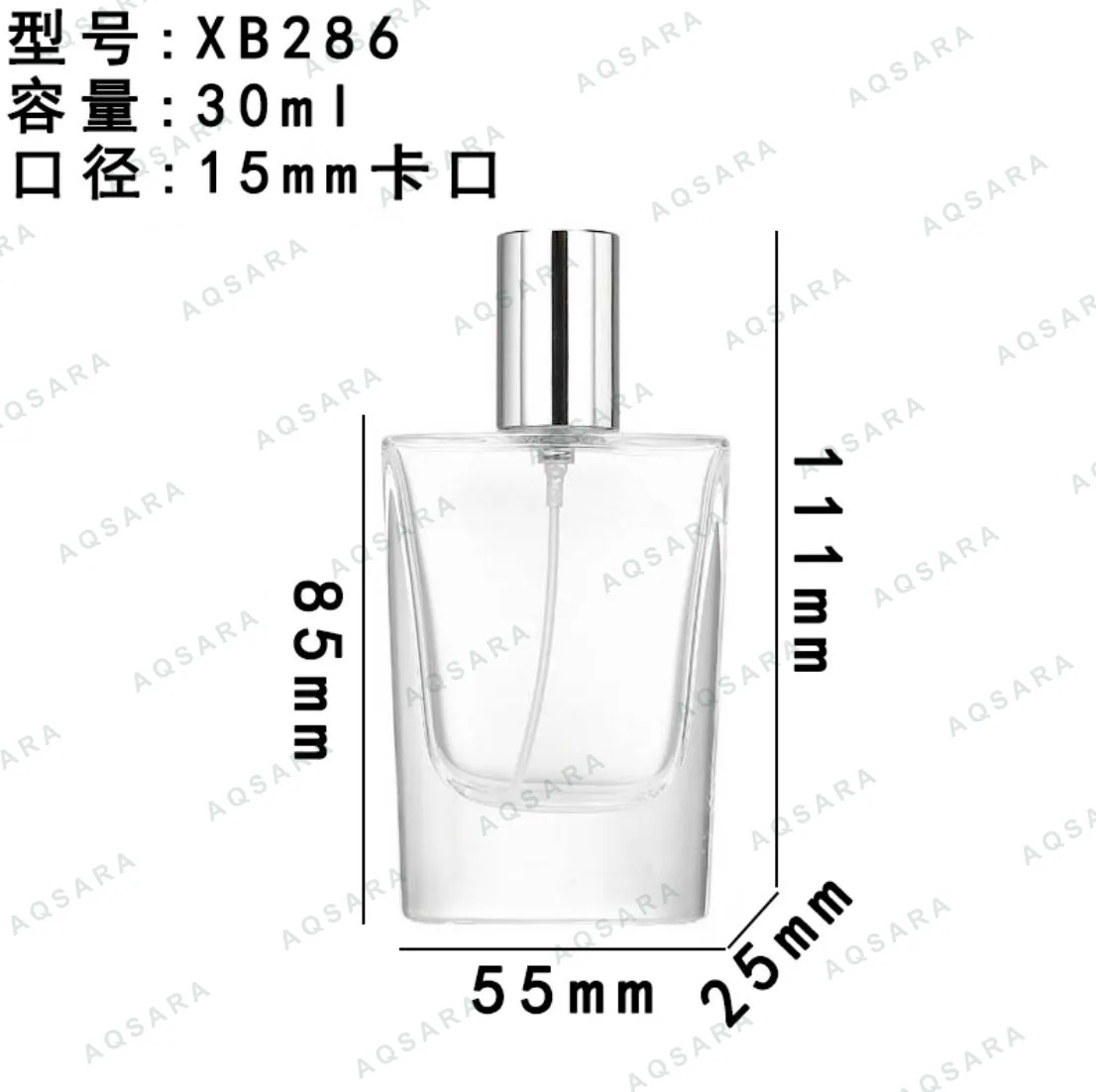 Botol Parfum kaca 30 ml leher 15 mm — XB286