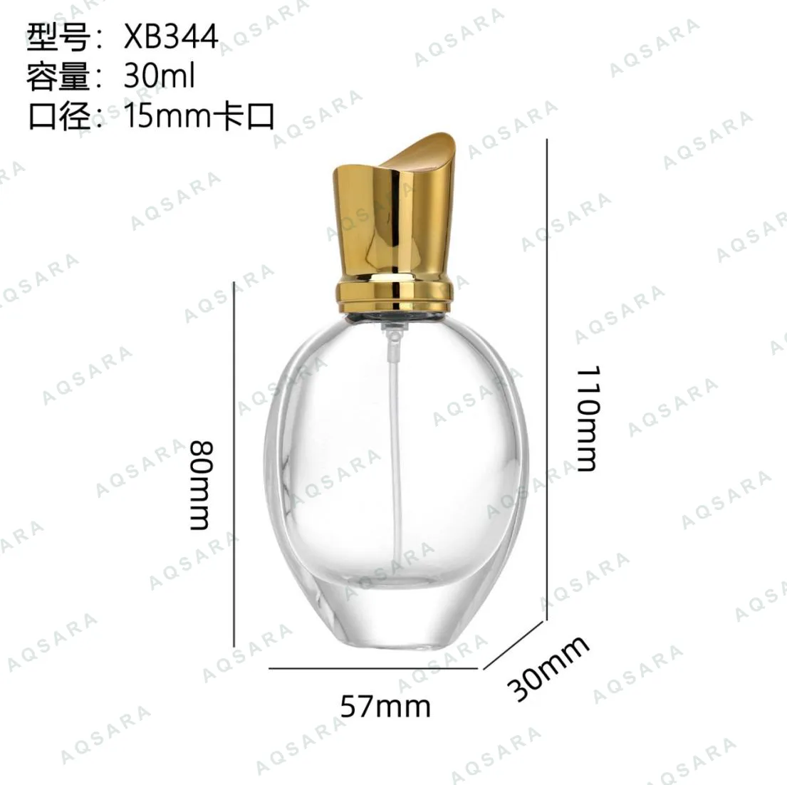 Botol Parfum kaca 30 ml leher 15 mm — XB344