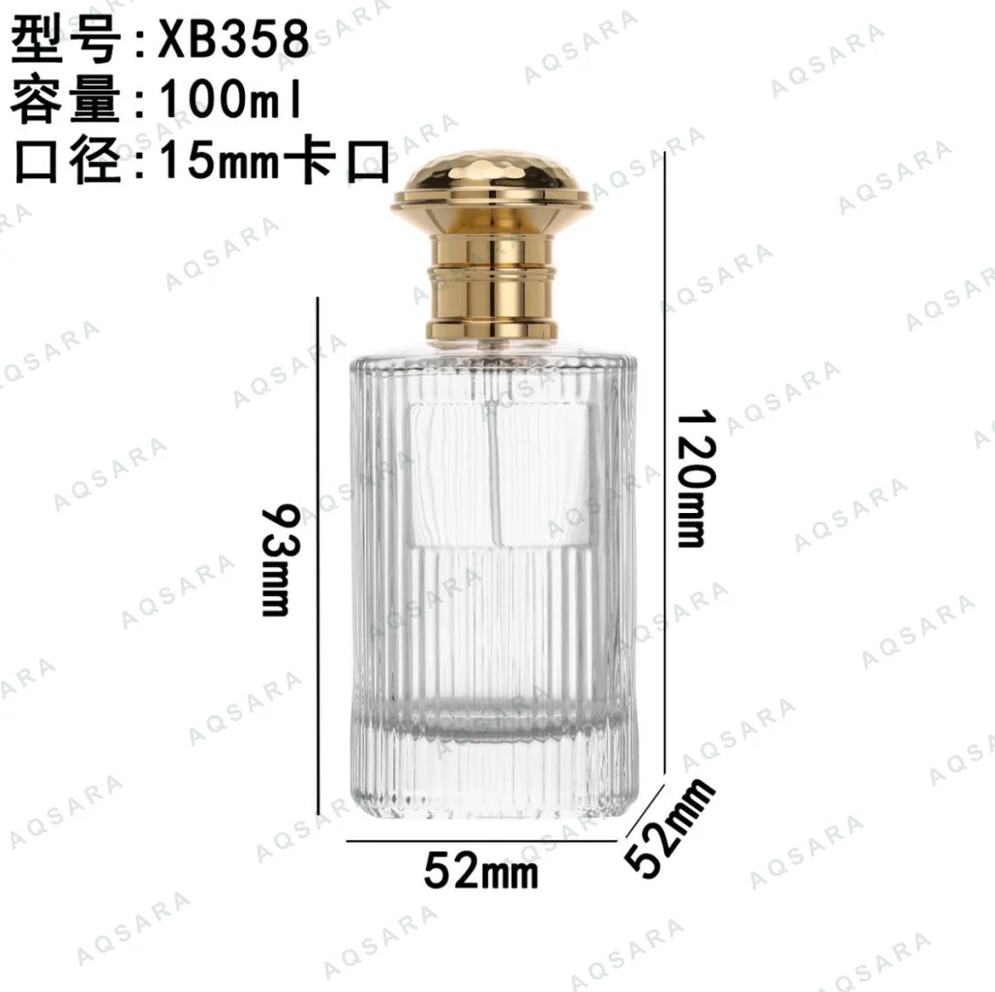 Botol Parfum kaca 100 ml leher 15 mm — XB358
