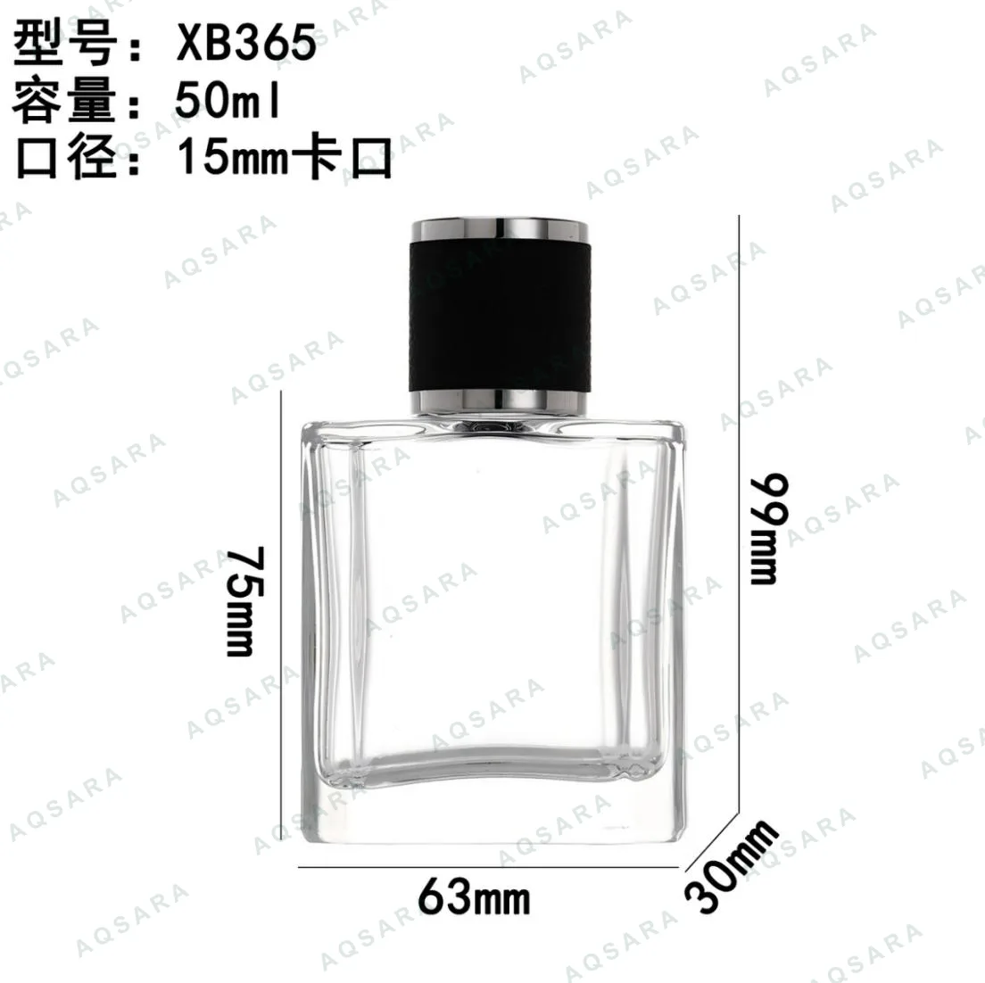 Botol Parfum kaca 50 ml leher 15 mm — XB365