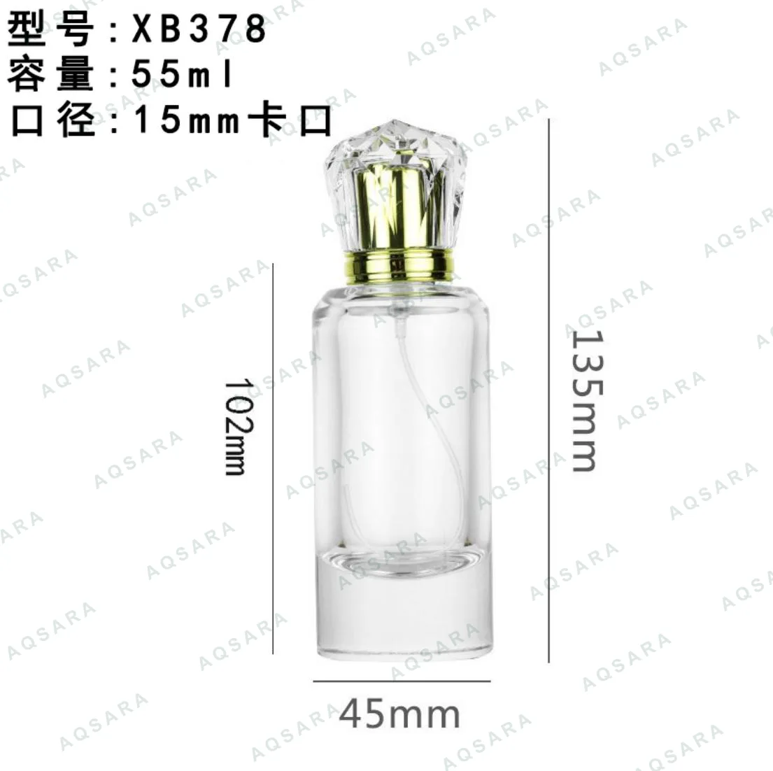 Botol Parfum kaca 55 ml leher 15 mm — XB378