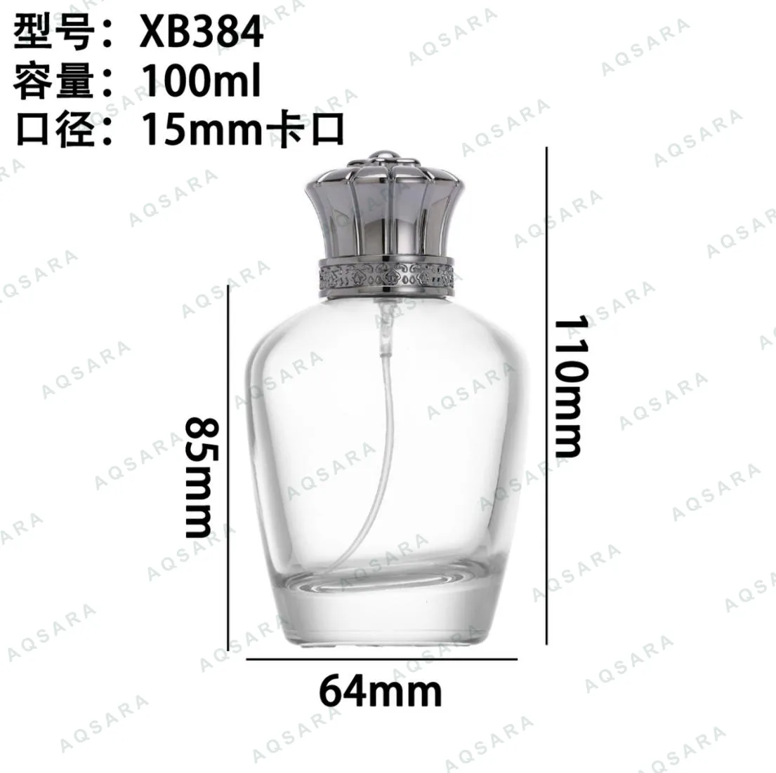 Botol Parfum kaca 100 ml leher 15 mm — XB384