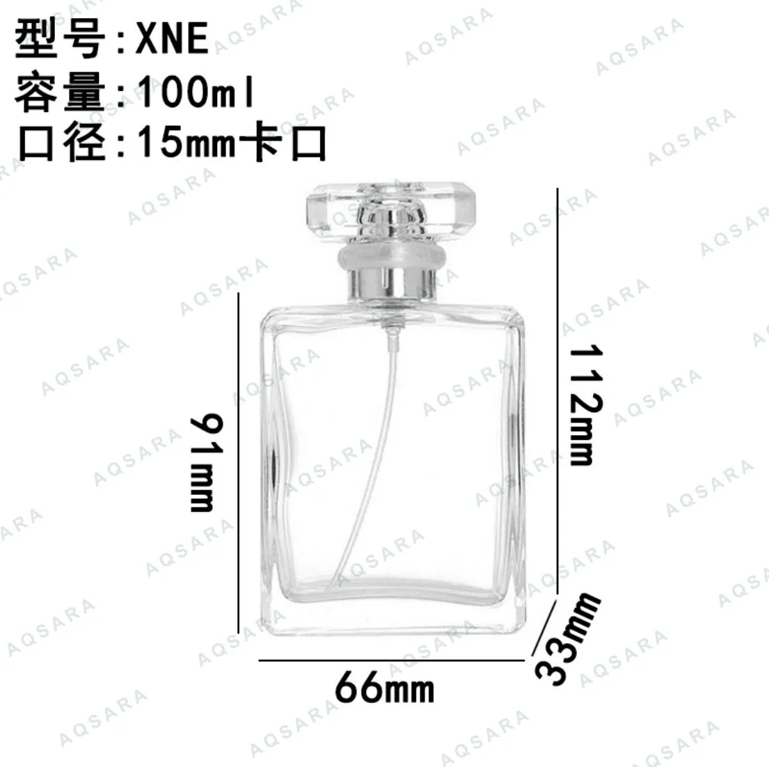 Botol Parfum kaca 100 ml leher 15 mm — XNE