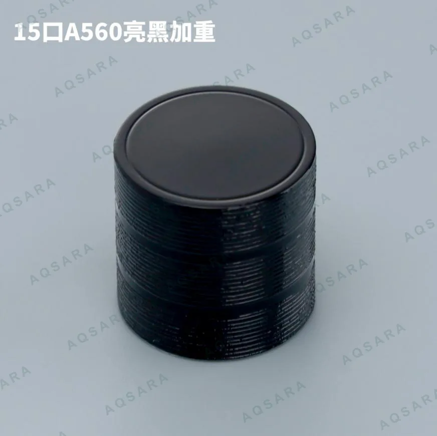 Tutup Botol leher 15 mm — A560 glossy black weighted