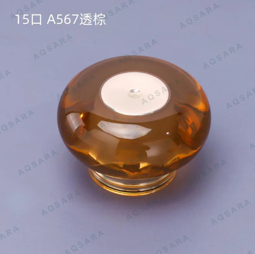 Tutup Botol leher 15 mm — A567 clear brown + glossy silver