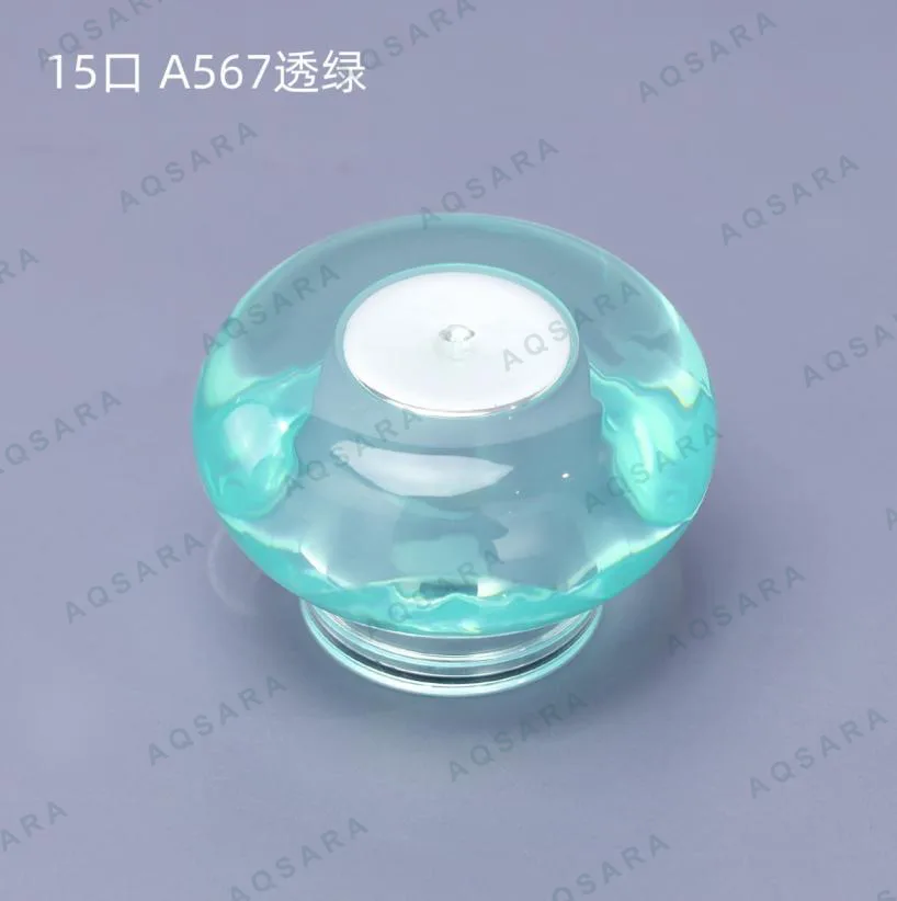Tutup Botol leher 15 mm — A567 clear green + glossy silver