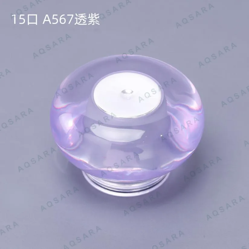 Tutup Botol leher 15 mm — A567 clear purple + glossy silver