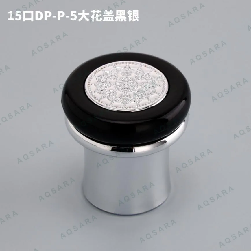 Tutup Botol leher 15 mm — black silver