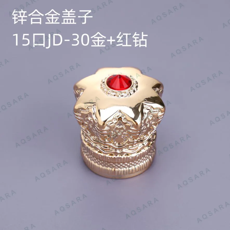 Tutup Botol leher 15 mm — JD-308 gold + red rhinestone