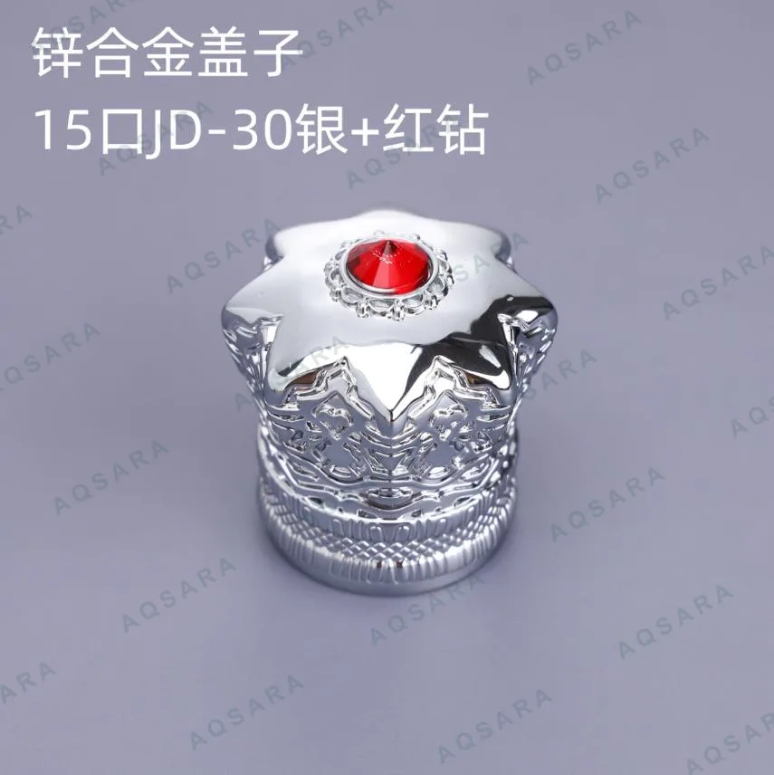 Tutup Botol leher 15 mm — JD-308 silver + red rhinestone