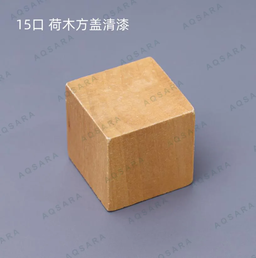 Tutup Botol leher 15 mm — schima wood cap square - varnish