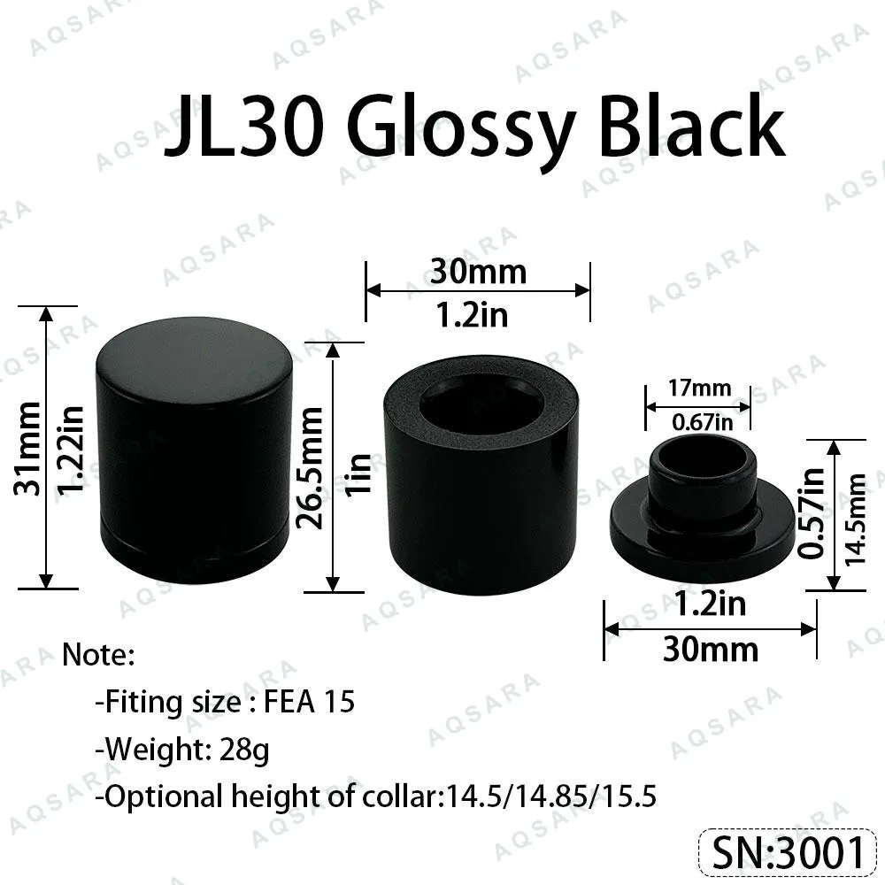 Tutup Magnetik aluminium — JL30 Magnetic Cap — Glossy Black