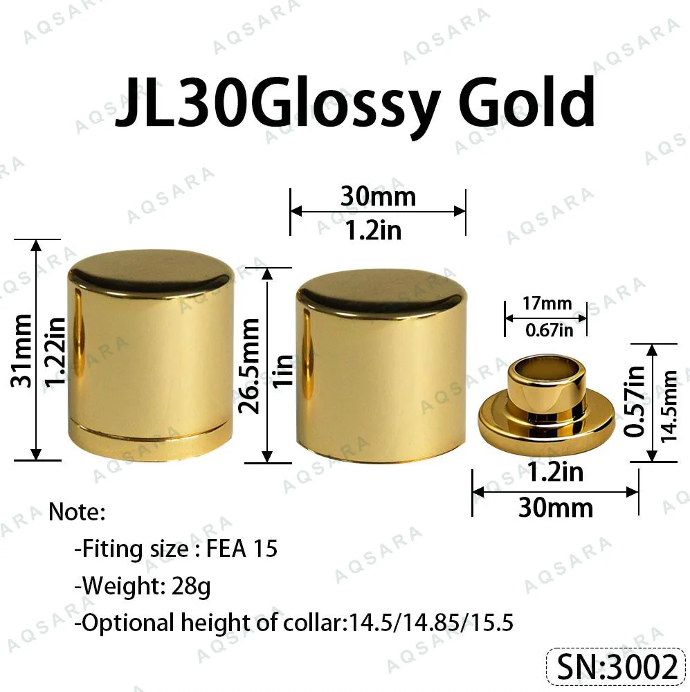 Tutup Magnetik aluminium — JL30 Magnetic Cap — Glossy Gold