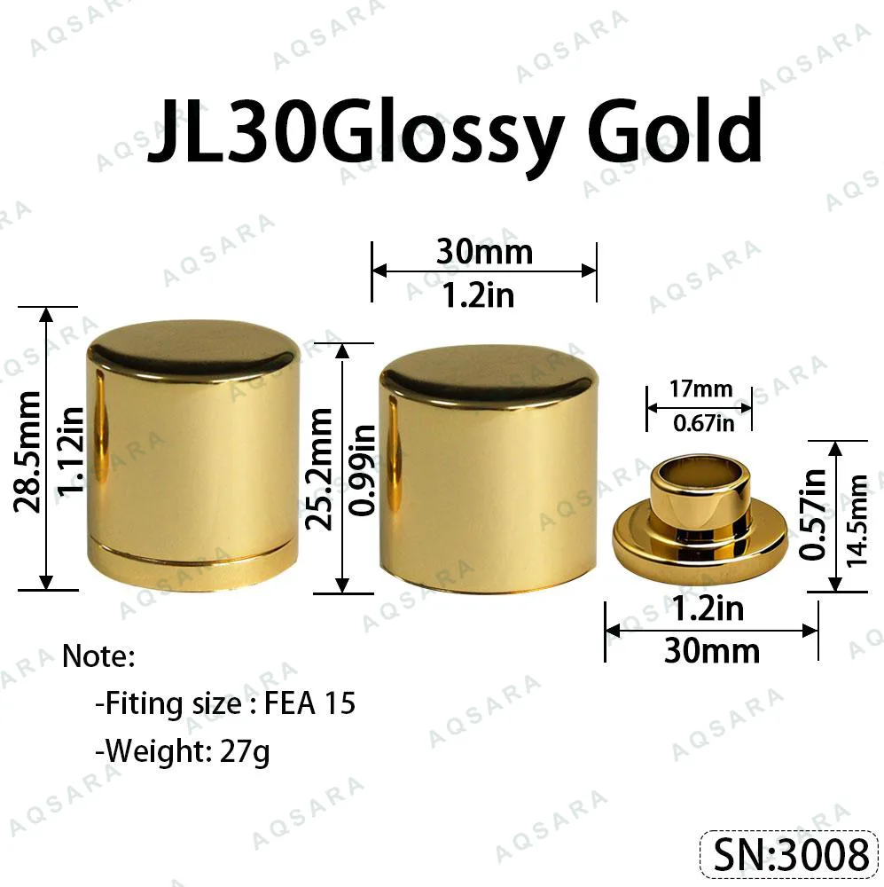 Tutup Magnetik aluminium — JL30 Magnetic Cap — Glossy Gold
