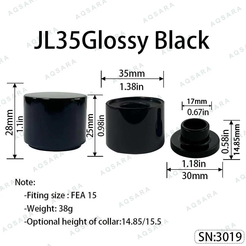 Tutup Magnetik aluminium — JL35 Magnetic Cap — Glossy Black