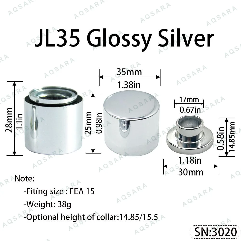Tutup Magnetik aluminium — JL35 Magnetic Cap — Glossy Silver