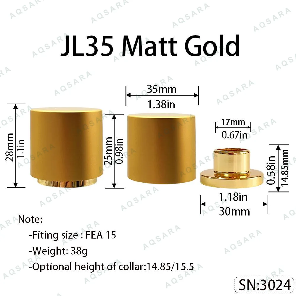Tutup Magnetik aluminium — JL35 Magnetic Cap — Matt Gold